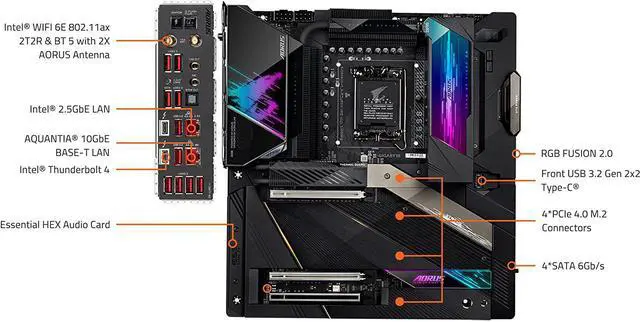 Alt view image 3 of 7 - GIGABYTE Z690 AORUS Xtreme LGA 1700 Intel Z690 EATX DDR5 Quad M.2  PCIe 5.0  USB 3.2 Gen2X2 Type-C Intel WiFi 6E AQUANTIA 10GbE LAN Intel Thunderbolt 4 Computer Motherboard