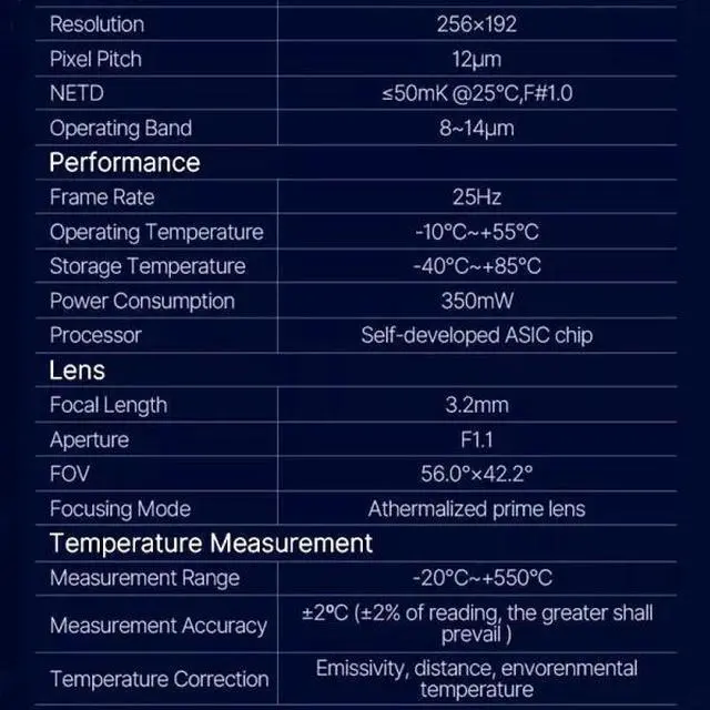Alt view image 7 of 7 - InfiRay P2 Pro Thermal Camera 256x192 IR High-Resolution Thermal Imaging Camera for iPhone & Android  (Without macro lens) for iPhone iOS