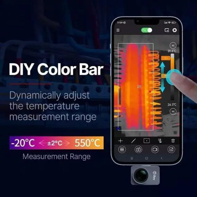 Alt view image 6 of 7 - InfiRay P2 Pro Thermal Camera Android 256x192 IR High-Resolution Thermal Imaging for iPhone & Android (Without macro lens)