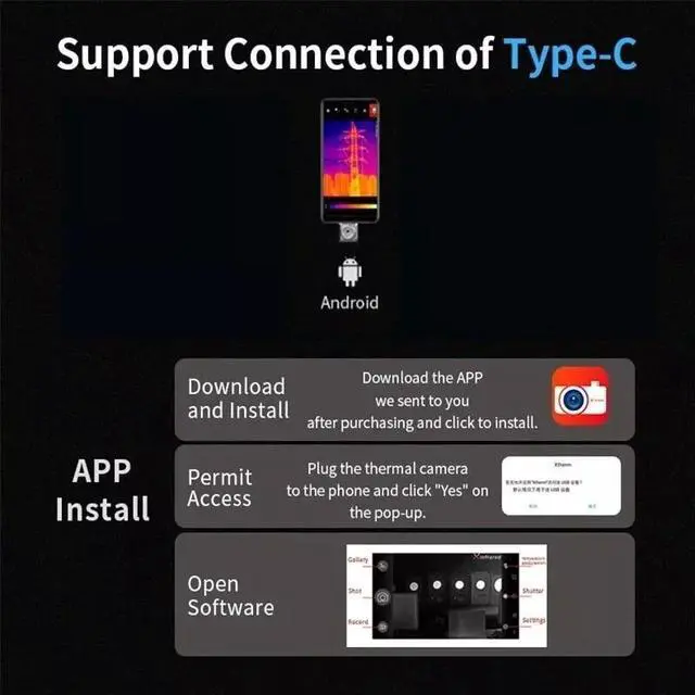 Alt view image 4 of 7 - InfiRay T3S Thermal Camera Industrial Thermal Imaging Camera for Android Type C
