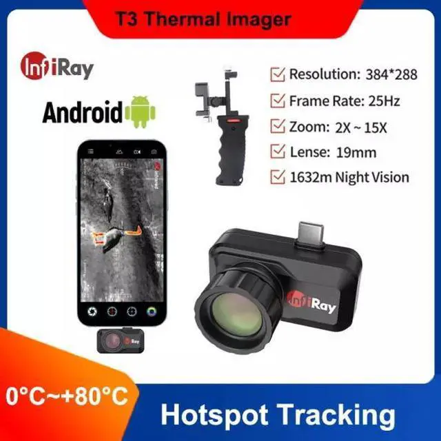 Main image of InfiRay T3 Thermal Imaging Camera Android 384x288 IR High Resolution Imaging  (T3+holder)