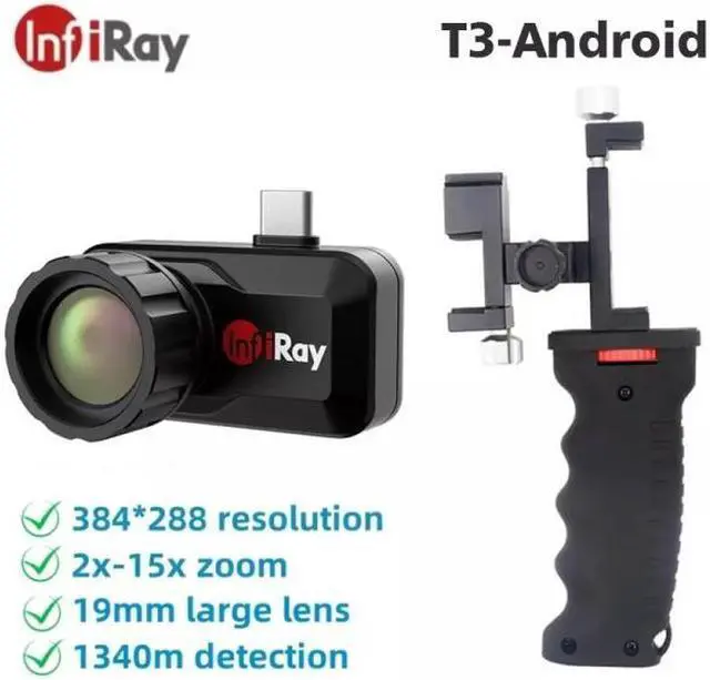Alt view image 2 of 7 - InfiRay T3 Thermal Night Vision Detector Type C IR 384x288 Thermal Camera (T3+Holder+Green Spot Laser)