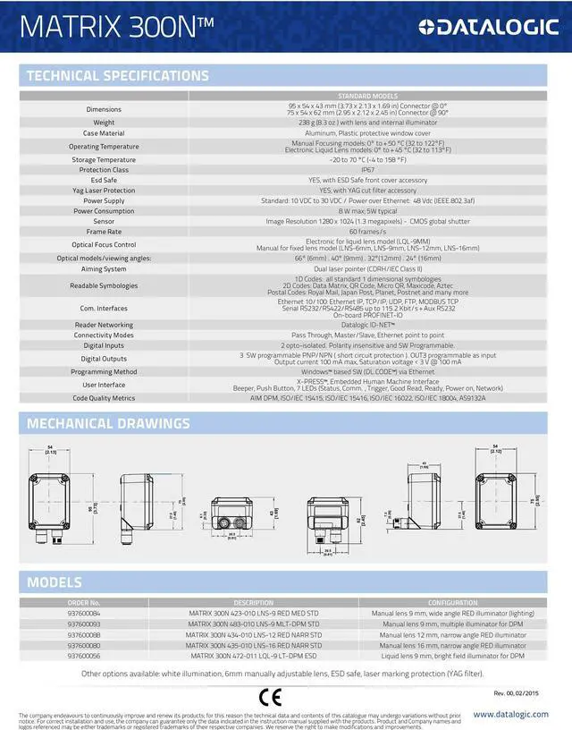 Alt view image 4 of 5 - Datalogic MATRIX 300N 482-010 Code Barcode Scanner Reader