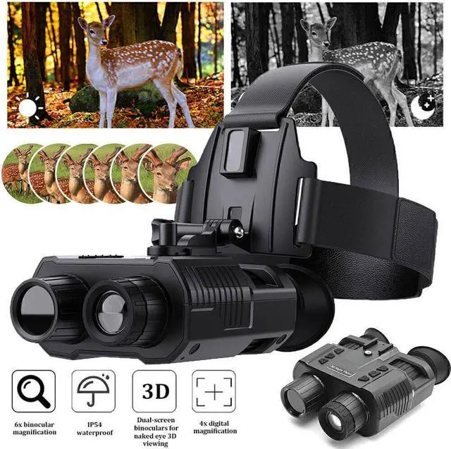 Alt view image 2 of 7 - NV8000 3D Night Vision 850nm Zoom Binoculars Infrared Digital Head Mount Goggles