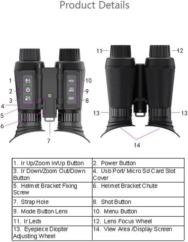 Alt view image 7 of 7 - NV8000 3D Stereo Night Vision Goggles Head-Mounted IR HD infrared NV Binocular