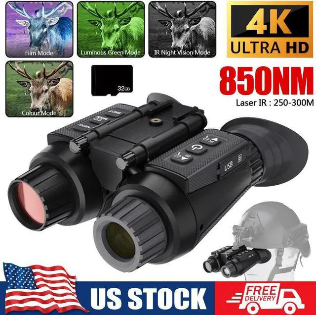 Alt view image 2 of 7 - NV8300 Infrared Night Vision Binoculars 4K UHD 3D Goggles 8X Digital Zoom 300M