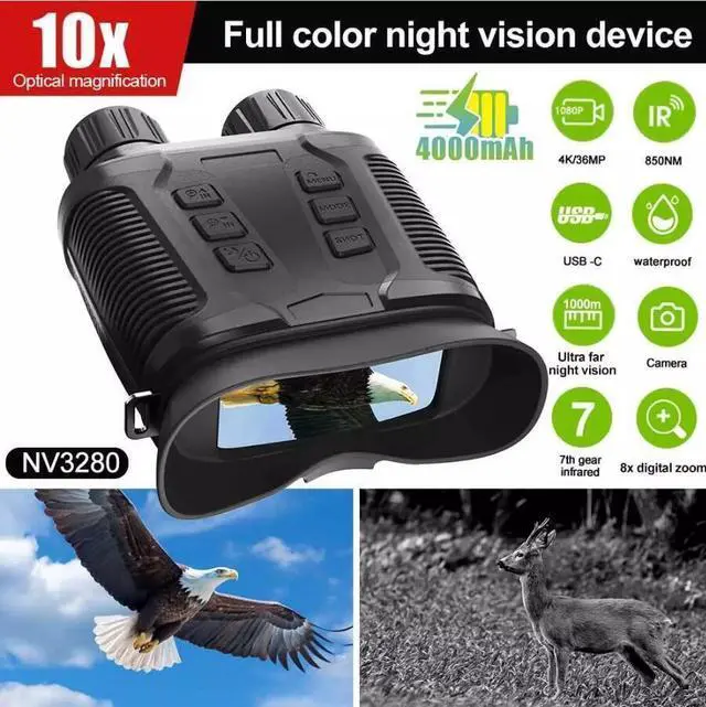 Main image of NV3280 1000-Meter 4K 36MP Full Color Binocular Low Light Infrared Night Vision