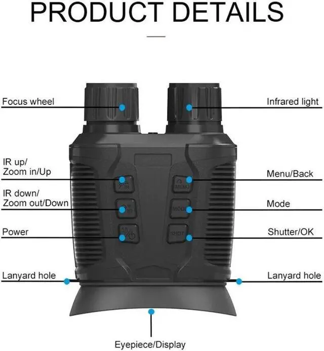 Alt view image 2 of 7 - NV3280 1000-Meter 4K 36MP Full Color Binocular Low Light Infrared Night Vision