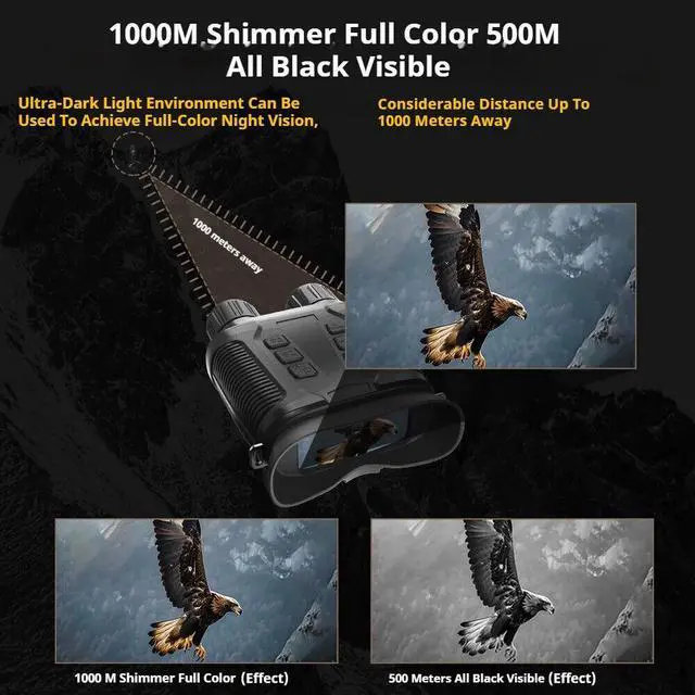 Alt view image 6 of 7 - NV3280 1000-Meter 4K 36MP Full Color Binocular Low Light Infrared Night Vision