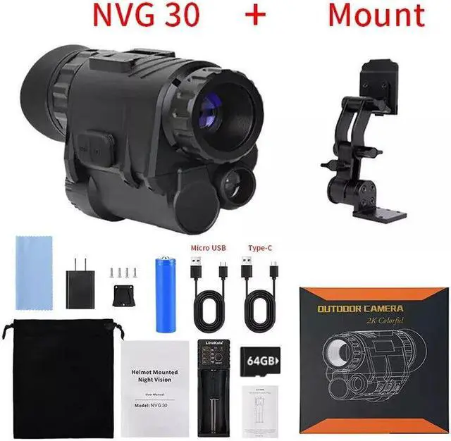 Main image of NVG30 Infrared 1920x1080p Night Vision Goggles Monocular WiFi Helmet Hunting NVG