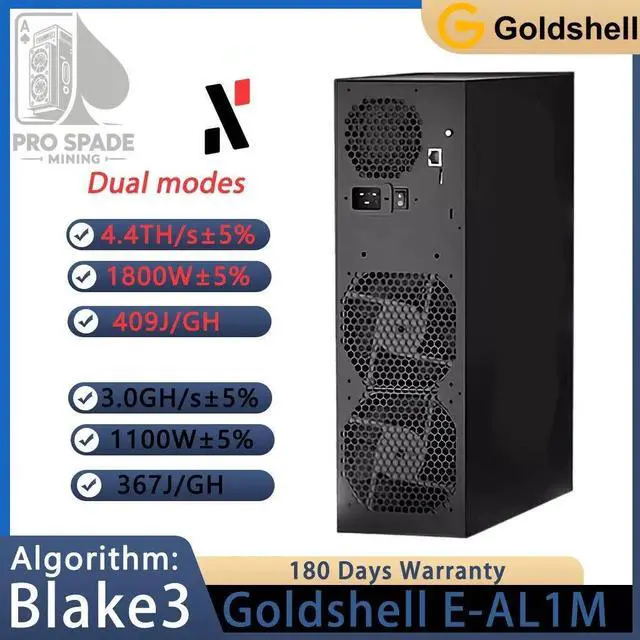 Main image of NEW Miner Goldshell E-AL1M 4.4TH 1800W ALPH Black 3 Algorithm with PSU In Stock