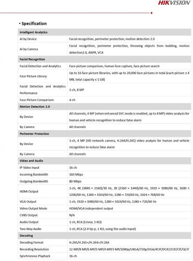 Alt view image 5 of 7 - DS-7616NXI-K1 AcuSense 16 Channel NO-POE 1SATA K Series 4K Network NVR
