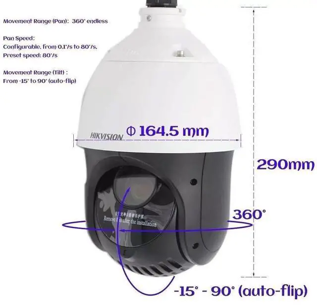 Alt view image 3 of 7 - PTZ 25X Zoom DS-2DE4425IW-DE T5 4 MP Darkfighter Camera PoE Speed Dome