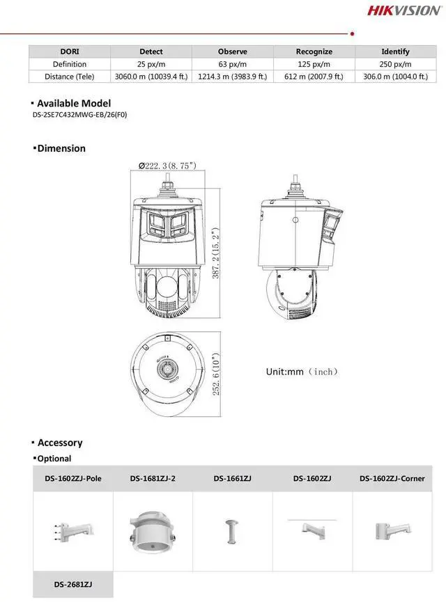 Alt view image 7 of 7 - DS-2SE7C432MWG-EB/26(F0) 6+4MP 32X TandemVu IP Camera Auto-Tracking