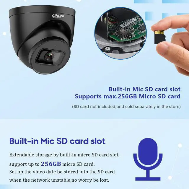Alt view image 7 of 7 - 8MP IR Outdoor Network Camera Built-in MIC/SD Slot IPC-HDW2831T-AS-S2 4K Black 2.8mm lens