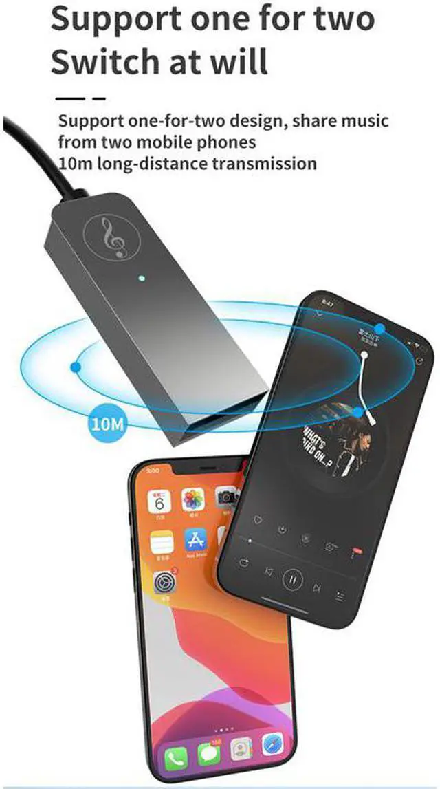 Alt view image 3 of 6 - Bluetooth Adapter Wireless Car Bluetooth Receiver USB to 3.5mm Jack Audio Music Mic Handsfree Adapter for Car Speaker
