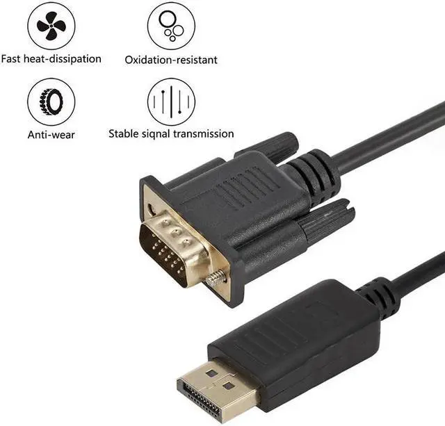Alt view image 5 of 6 - Dp to Vga Conversion Cable, 1080P Standard Dp Male to Vga Male Cable for Notebook Computers
