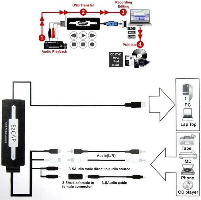 Alt view image 5 of 6 - Ezcap216 Vinyl Cassette To CD /USB Audio Capture MP3 WMA WAV OGG Converter Recorder Edit Audio to MP3 Format TO PC