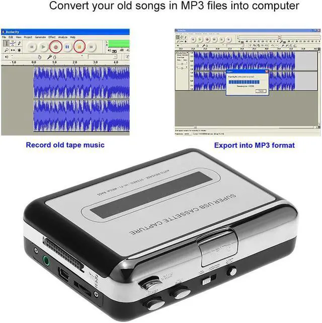 Alt view image 6 of 6 - Ezcap USB Cassette Capture Audio Music Player Cassette Tape to MP3 Converter Convert into Computer Stereo HiFi Sound Mega Bass