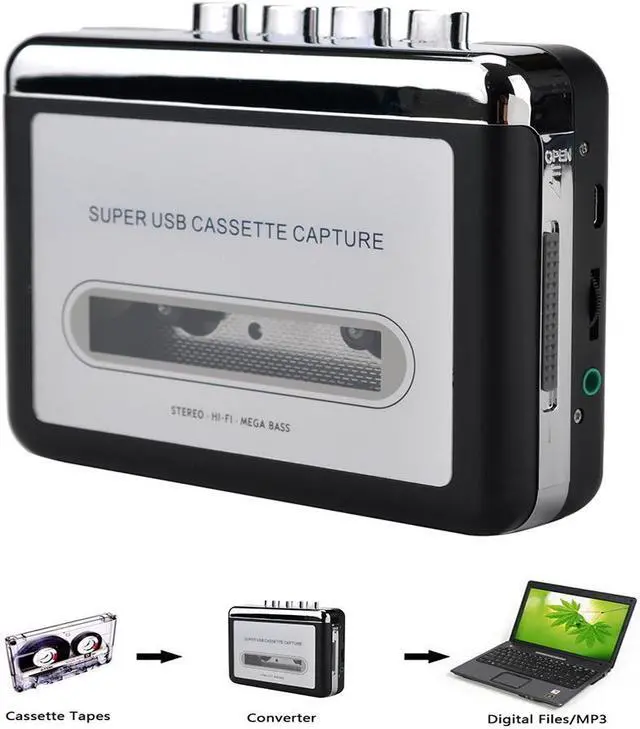 Main image of Cassette Player Cassette to MP3 Converter Capture Audio Music Player Convert Tape Cassette on tape to PC Laptop