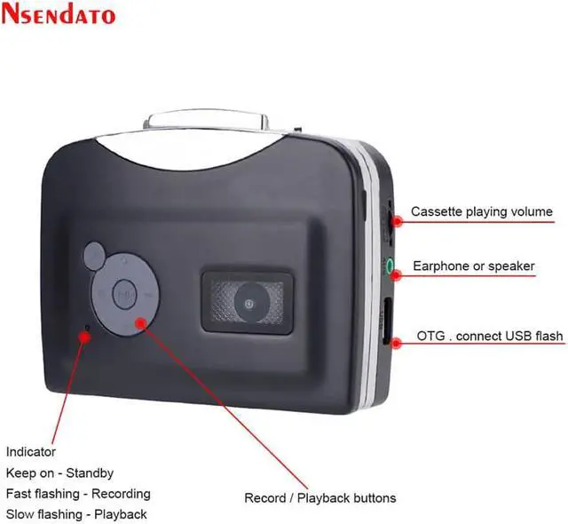 Alt view image 4 of 6 - EZCAP 230 USB Cassette Tape Player convert to mp3 Converter Recording Music into USB Flash Drive Adapter USB Cassette Player