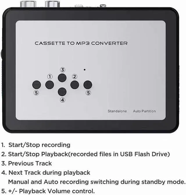 Alt view image 3 of 6 - USB Cassette Tape Music Audio Player to MP3 Converter USB Cassette Player Capture Recorder