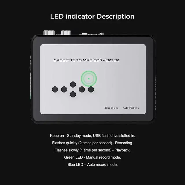 Alt view image 5 of 6 - USB Cassette Tape Music Audio Player to MP3 Converter USB Cassette Player Capture Recorder