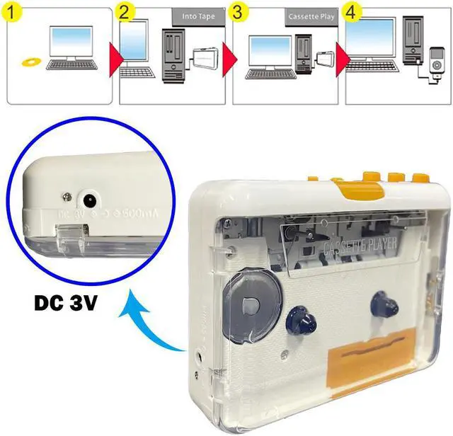 Alt view image 3 of 6 - EZCAP Cassette Player Portable Walkman Tape Player Captures MP3 Audio Music via PC Cassette to MP3 Converter Tape Cassette Recor