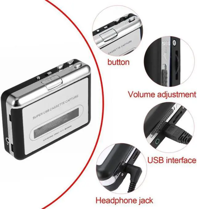 Alt view image 2 of 4 - USB cassette capture Player,Tape to PC, Super Portable USB Cassette-to-MP3 Converter Capture