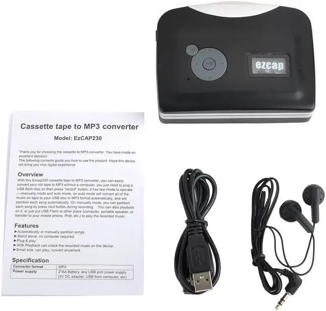 Alt view image 4 of 6 - EzCAP230 Cassette Converter  converts old music tapes to digital mp3 files, save in USB flash drive directly, no pc required.