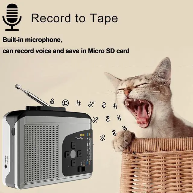 Alt view image 5 of 6 - Portable Cassette Player with AM/FM radio,Cassette to MP3 Converter save in Micro SD Card,No Need Computer