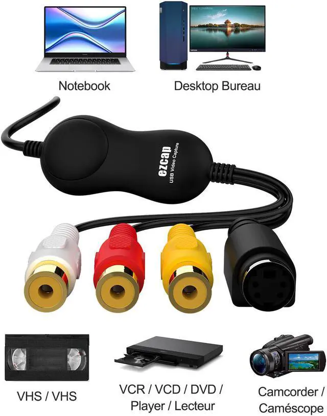 Alt view image 3 of 6 - ezcap158 USB2.0 UVC Analog Video Capture VHS to DVD  Tape to Digital Converter