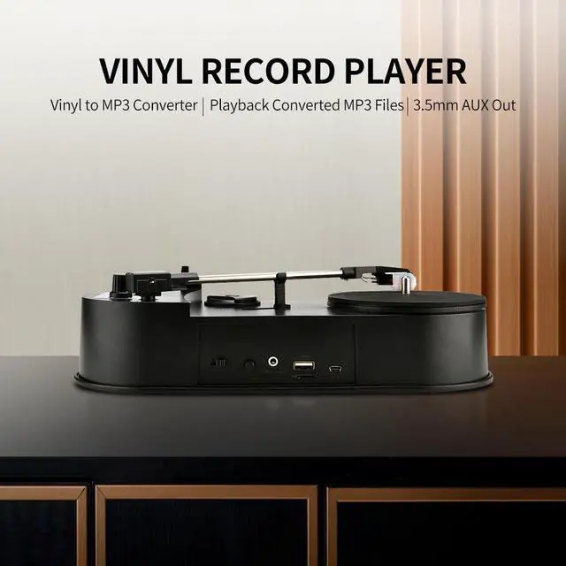 Alt view image 5 of 6 - Direct-drive Vinyl to MP3 Converter Turntable to MP3 Adapter to U Disk Micro SD Card 3.5mm AUX Port 2 Adjustable Speeds