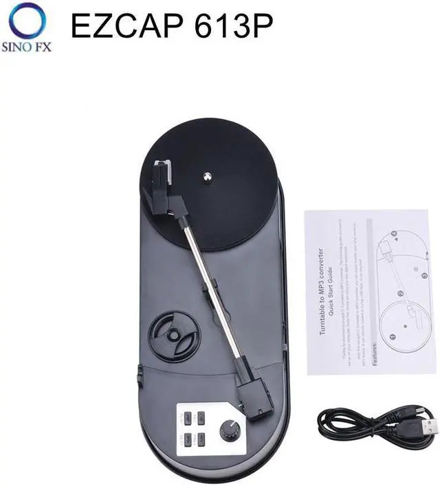 Alt view image 5 of 6 - Ezcap 613P 33/45 RPM Turntable Convert Vinyl Record to MP3 Converter Save Music to USB Flash Drive / SD Card With Speaker