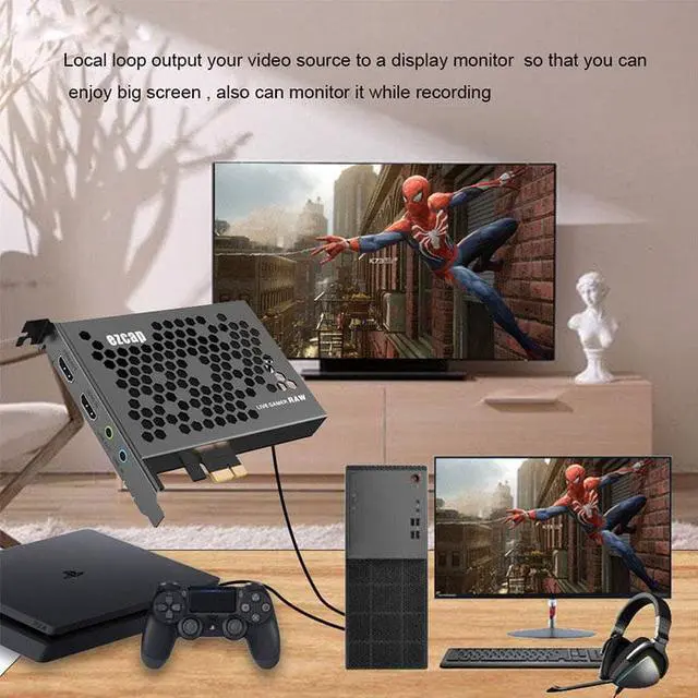 Alt view image 4 of 6 - Ezcap 324 Plate HDMI Video Game Board Capture Card Switch Loop 4k 60fps PCIE HDMI Video Capture TV Tuner Recording For Laptop PC