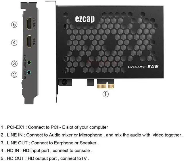 Alt view image 3 of 6 - Ezcap 324 Plate HDMI Video Game Board Capture Card Switch Loop 4k 60fps PCIE HDMI Video Capture TV Tuner Recording For Laptop PC