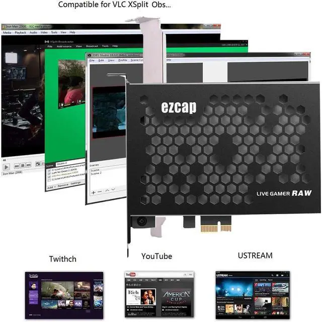 Alt view image 6 of 6 - Ezcap 324 Plate HDMI Video Game Board Capture Card Switch Loop 4k 60fps PCIE HDMI Video Capture TV Tuner Recording For Laptop PC