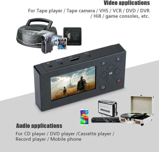 EZCAP HD 1080P Video Capture Portable Inch TFT VHS Camcorder Hi8