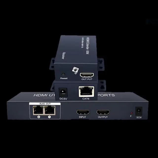 Main image of Up to 60m, 1x2 HDMI Extender 1080P with Loop Out 1 Transmitter 2 Receivers Over RJ45 Cat6/7 Plug and Play