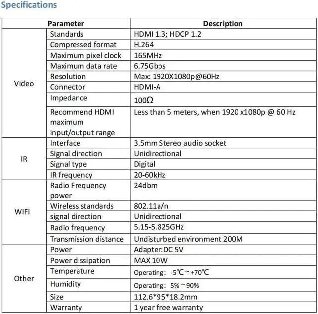 Alt view image 7 of 7 - (1 SENDER and 4 RECEIVERS Kit) Up to 656Ft,H.264 Wireless 1080P@60Hz Video Extender with Local Pass-through HDMI Loop-out Transmitter 4 Receivers Kit 200m with IR remote