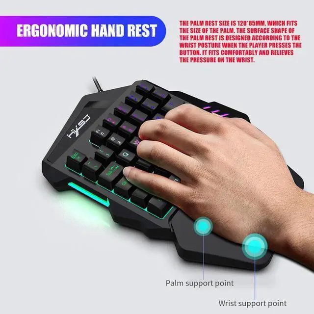 Alt view image 5 of 7 - New Arrival V100 1.6m Wired Gaming Keyboard Mechanical Feel Backlight 35 Keys One-handed Keyboard Black for PC MINI Keyboard