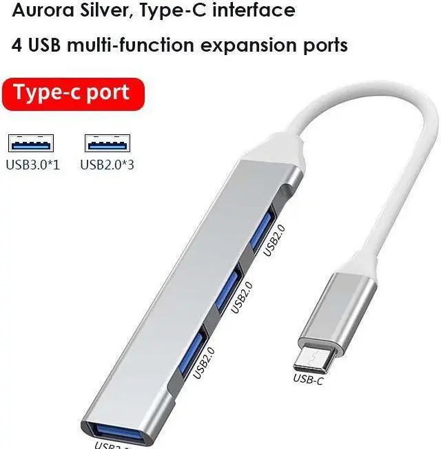 Alt view image 8 of 8 - Weastlinks Type-C to USB HUB USB-C to 4-Port USB 3.0 2.0 High-Speed Splitter OTG Aluminum Alloy Docking Station