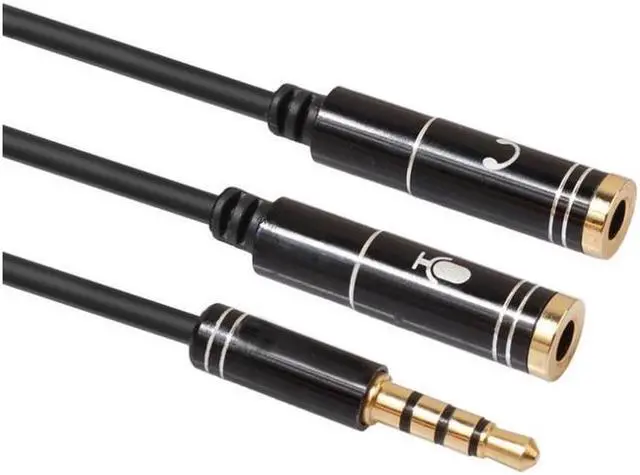 Alt view image 2 of 6 - 1Pcs 3.5mm Jack Headphone Mic Audio Splitter Gold Plated Aux Extension Adapter Cable Cord for Computer PC Microphone