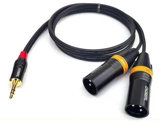 Main image of Moukey 3.5mm TRS Stereo Male to Dual XLR Male Splitter Patch Cable Unbalanced Mini Jack 1/8 to Double XLR Breakout Cable 2M (1pcs)