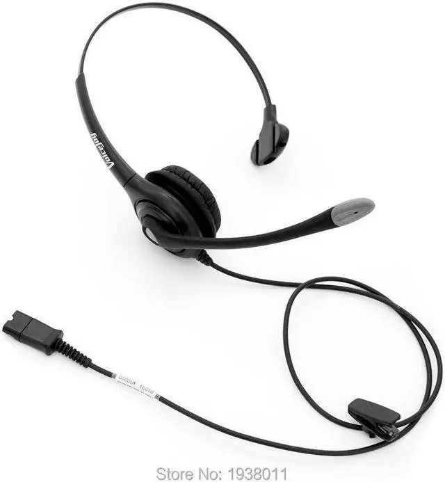 Alt view image 3 of 5 - Monaural RJ9/RJ10 connector headset wtih QD (Quick Disconnect) cable Noise canceling Telephone headset call center headset