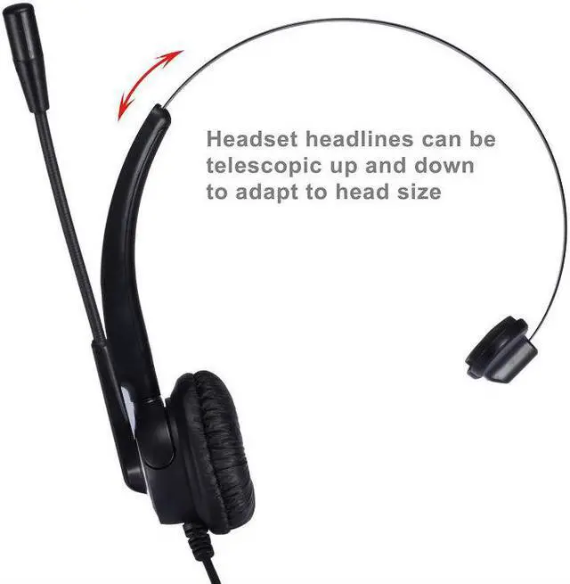 Alt view image 2 of 5 - RJ9 plug headset Noise canceling Telephone headphones call center phone headset office headphones for Nortel Avaya 24XX 4610 etc
