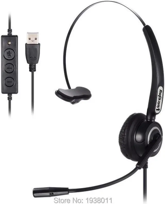 Main image of USB Headset Corded Call Center Headphone with Noise-Canceling Mic and Volume Control and Mute Switch for Software,Mac, PC etc