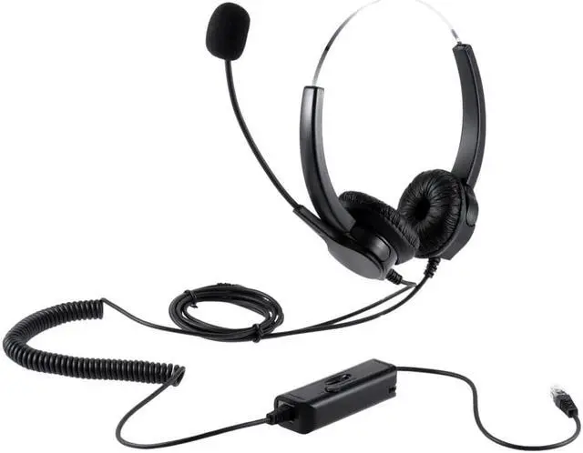 Alt view image 3 of 6 - Professional Telephone Headset Clear Voice Noise Cancellation Call Center Binaural Headphone Corded Headset with Micphone