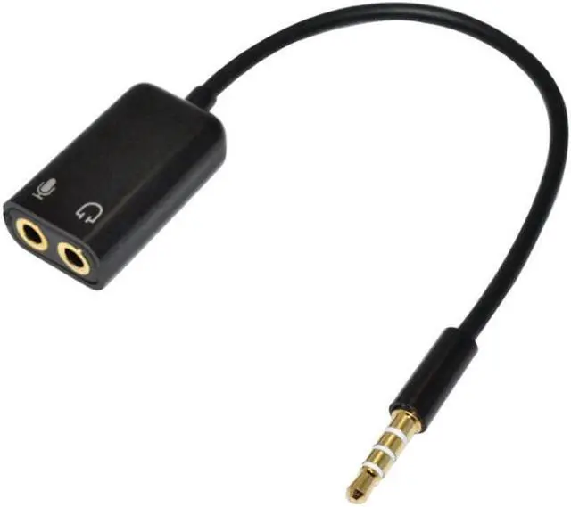 Alt view image 2 of 6 - 1Pcs 3.5mm Stereo Splitter Audio Male to Earphone Headset + Microphone Adapter Cable Black