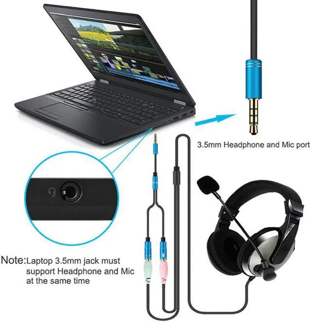 Alt view image 6 of 6 - 1Pcs Ostart 2 in 1 3.5mm Audio Splitter Cable for Computer Jack 1 Male to 2 Female Mic Y Splitter AUX Cable Headset Splitter Adapter